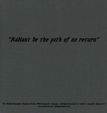 "Radiant be the path of no return" steht in schwarzer Schrift auf grauem Hintergrund.