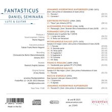 Titel: FANTASTICUS - DANIEL SEMINARA. Werke von Kapsberger, Petrassi, Piccinini, Sor, Galilei, Poulenc, D’Angelo. Dauer: 73:00.
