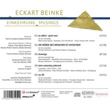 ECKART BEINKE  
EINKEHRUNG MUSINGS  
Titel: au début - après tout, etc.  
Produzent: Marita Emigholz  
Gesamtdauer: 61:17 min  
Verlag: arcanus Musikproduktion