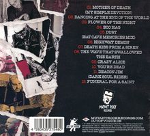 Texte in Weiß und Rot listen Songs 1-12 auf. Rechts unten: "MUTANT ROCK RECORDS" mit Logo. Links Bildausschnitte feiernder Figuren.