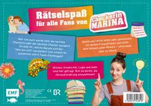 Rätselspaß für Fans von Checker*in Marina. Wissen, Kreativität, Logik; bereit für die Herausforderung? Illustrationen: Mädchen mit Hund, Chamäleon.