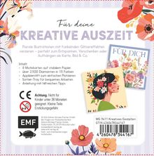 "Für deine kreative Auszeit" steht in großer Schrift. Darunter florale Illustrationen und Notiz „Nicht für Kinder unter 36 Monaten“.