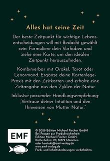 Text: "Alles hat seine Zeit. Der beste Zeitpunkt für wichtige Lebensentscheidungen [...] Zyklen der Natur."  
Illustration: Sterne, Logo EMF.