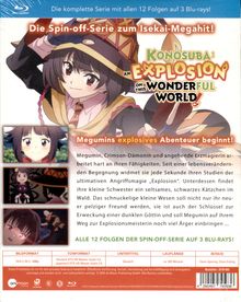 **Texte:** Die Spin-off-Serie zum Isekai-Megahit! Megumins explos...

**Bildbeschreibung:** Illustration einer Anime-Figur mit Hut und Stab.