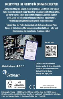 DIESES SPIEL IST NICHTS FÜR SCHWACHE NERVEN. Enthält 72 Spiel- und Rätselkarten. Mehrfach spielbar. Links Oetinger-Logo.