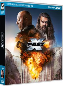 „Turbine Collector Series #17“. „Fast X“ prominent. Zwei Männer, Explosion vor Staudamm. Blu-ray 3D Logo oben rechts.