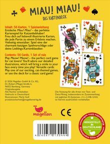 „MIAU! MIAU! DAS KARTENDECK” ist farbenfroh gestaltet mit niedlichen, illustrierten Katzen auf Spielkarten.