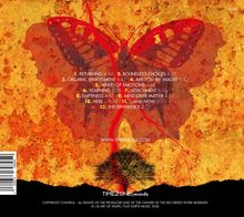 Tracks mit Zeiten: 1. Returning, 2. Boundless Choices, 3. Organic Embodiment. Rotes Schmetterlingsmotiv auf orangefarbenem Hintergrund.