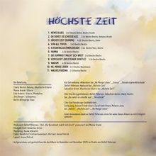 Texte: Liedtitel und Zeiten, z.B. "News Blues 3:47". Besetzung und Danksagungen. Hintergrund: Aquarellfarben.