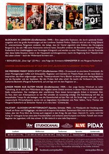 DVD-Cover mit Filmtiteln und Beschreibungen; enthält "BLOCKADE IN LONDON" und Bonusfolge "Einer lügt" sowie Logos: itv studios, STUDIOCANAL, AL!VE, PIDAX.