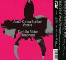 Logo mit schwarzer Blume auf pinkem Hintergrund. Text: "Anna-Karina Barthel Vocals, Carlotta Ribbe Vibraphone."
