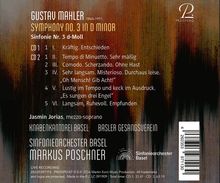 Text: Gustav Mahler, Symphony No. 3, Sinfonie Nr. 3 d-Moll, Jasmin Jorias. Logo: Prospero. Farbiger Hintergrund mit Streifen.