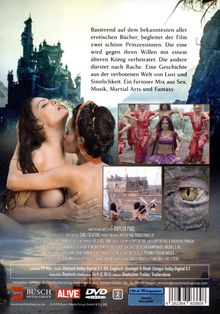 "Basierend auf dem bekanntesten aller erotischen Bücher, begleitet der Film zwei schöne Prinzessinnen." Eine Burg im Hintergrund.