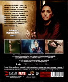Oben links: "Der Nr.1-Horrorschocker in den USA ..." Eine Frau schaut angespannt, zwei weitere Bilder darunter zeigen ähnliche Szenen.