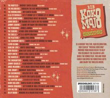 Eine Liste mit 28 Musiktiteln von verschiedenen Künstlern. Rechts steht "R&B KOKO MOJO CHRISTMAS". Darunter wird die Sammlung als festliche R&B-Zusammenstellung beschrieben.
