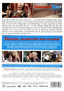 Obszön, schmutzig und vulgär! Grandma's Boy. Extras: Audiokommentar, Interviews, Trailershow. Bilder: Menschen in verschiedenen Szenen.