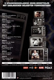 DVD-Titel mit Jahr und Folgenzahl links, rechts alte TV-Bilder. Logos und Details unten. Spannungsgeladene Krimi-Mehrteiler.