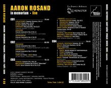 "AARON ROSAND in memoriam live," enthält 4 CDs mit Werken verschiedener Komponisten. Gesamtzeit: 5:04:52. Enthält ein Logo von Rhine Classics.