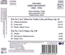 Alexander Gretschaninoff (1864-1956): Klaviertrios Nr.1 &amp; 2, CD