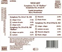 Wolfgang Amadeus Mozart (1756-1791): Symphonien Nr.34,35,39, CD