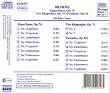 Johannes Brahms (1833-1897): Klavierstücke opp.76,79,116, CD