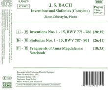 Johann Sebastian Bach (1685-1750): Inventionen &amp; Sinfonias BWV 772-801, CD