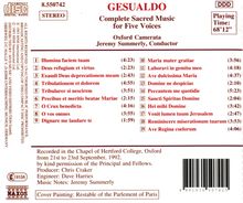 Carlo Gesualdo von Venosa (1566-1613): Sacrarum Cantionum quinque vocibus (Liber primus 1603), CD