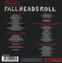 "The Fall", "Fall Heads Roll", Disc Eins: 14 Titel, Disc Zwei: 8 Titel, Disc Drei: 14 Titel, Disc Vier: 9 Titel. Logos: Cherry Red Records, Fall Sound Archive.