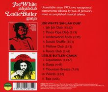 Joe White "Jah Jah Dub": 6 Tracks. Leslie Butler "Ganja": 5 Tracks. Zwei gemalte Bilder, roter Hintergrund.