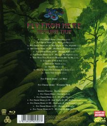 "Fly From Here - Return Trip". Grün-dunkles Waldmotiv, geschwungene Bäume mit einem blauen, lächelnden Drachen.