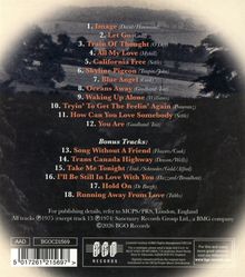 Eine Liste von 18 Songs mit ihren jeweiligen Autoren; darunter Angaben zu Urheberrecht, Barcode und BGO-Logo.