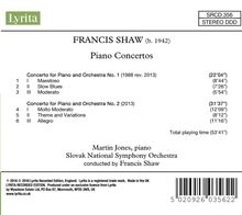 Francis Shaw (geb. 1942): Klavierkonzerte Nr.1 &amp; 2, CD