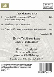 Thea Musgrave (geb. 1928): The Voices of our Ancestors für Chor, Blechbläserquintett, Orgel, CD