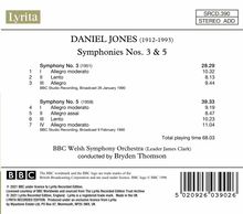 Daniel Jones (1912-1993): Symphonien Nr.3 &amp; 5, CD