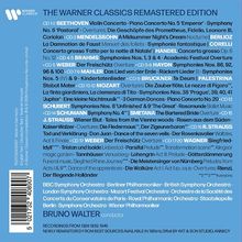 "The Warner Classics Remastered Edition" mit CD-Details von Beethoven, Mendelssohn, Brahms, und weiteren Komponisten. Orchester: BBC Symphony, Berliner Philharmoniker und mehr. Conductor: Bruno Walter.