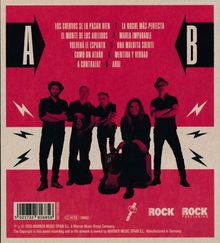 Texte: Seite A und B mit Songtiteln in Spanisch. Unten "ROCK ROCK PUBLISHING". Silhouette von fünf Musikern mit Gitarren.