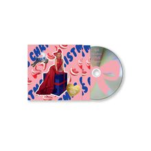 Die Texte lauten "Kylie Christmas (F)ully (Wrapped)", "KYLIE", und "THE BEST OF KYLIE CHRISTMAS PLUS SUPER FESTIVE NEW TRACKS". Links ist eine Illustration mit roten und blauen Elementen.