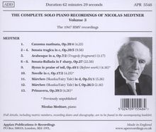 Nikolai Medtner (1880-1951): Medtner spielt Medtner Vol.3 - The HMV 1947 Recordings, CD