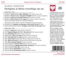 Titel: KAROL SZRETER Parlophon & Odeon recordings 1926–1931. Beethoven, Schubert/Liszt, Chopin und mehr. Logo der Polnischen Pianisten.