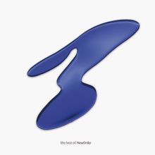 Text: "(the best of) NewOrder". Eine blaue, flüssigkeitsähnliche Form auf weißem Hintergrund.