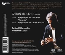"Symphony No. 4 in E-flat major" und "Symphony No. 7 in E major". Klassisches Album von Anton Bruckner mit Herbert von Karajan.