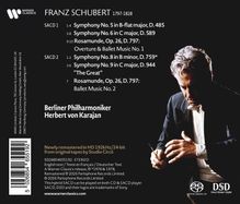 "FRANZ SCHUBERT 1797-1828. Berliner Philharmoniker Herbert von Karajan. Foto eines Dirigenten in dunklem Anzug, nachdenklich."