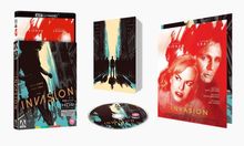 Text: "The Invasion", "Exclusive 4K Ultra HD", "Kidman", "Craig". DVD-Cover, rotes Poster, blonder Mann und Frau vorne.