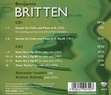 Benjamin Britten (1913-1976): Sämtliche Werke für Cello und Cello &amp; Klavier, 2 CDs