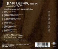 Henri Duparc (1848-1933): Sämtliche Lieder "Lamento", CD