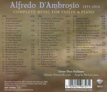 Alfredo d'Ambrosio (1871-1914): Sämtliche Werke für Violine &amp; Klavier, 3 CDs