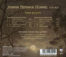 Johann Nepomuk Hummel (1778-1837): Klavierquintette opp. 74 &amp; 87, CD