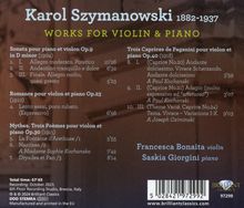 Karol Szymanowski (1882-1937): Werke für Violine &amp; Klavier, CD