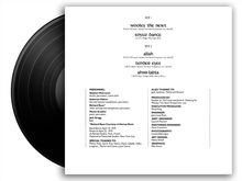 Seite 1: Titel "wooley the newt", "soyuz dance". Seite 2: Titel "allah", "tender eyes", "ahrir-lalita". Schwarze Schallplatte.