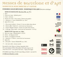 Messes de Barcelone et d'Apt, CD